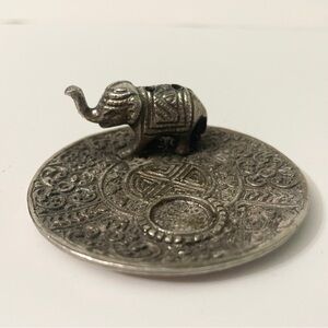 Vintage Ornate Metal Elephant Incense Holder Tray & Ash Catcher
